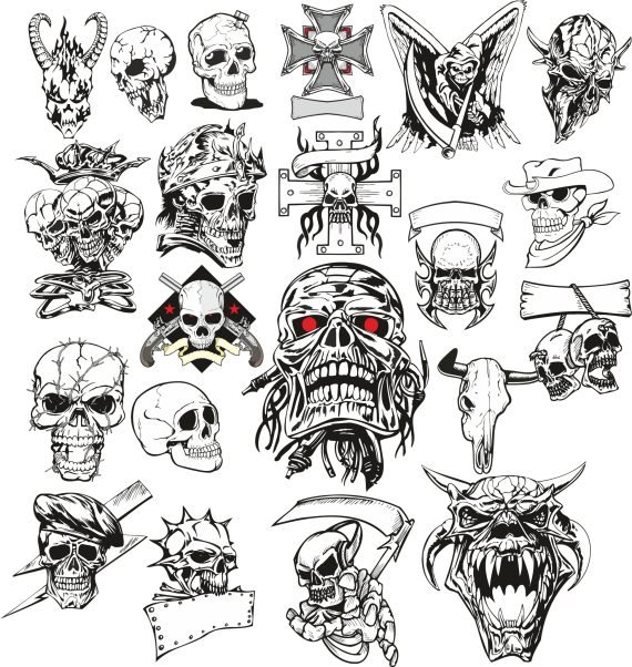 Angry Skull Vector Set CDR File