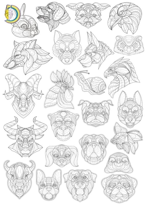 Animals Face Line Set CDR Free Vector Clipart