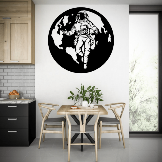 Astronaut in Space Wall Decor Free Vector