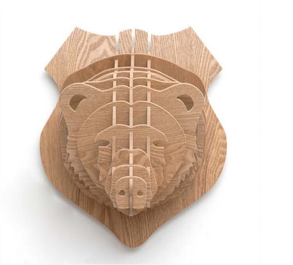 Bear Head 3D Puzzle Animal Head Wall Trophy CDR File