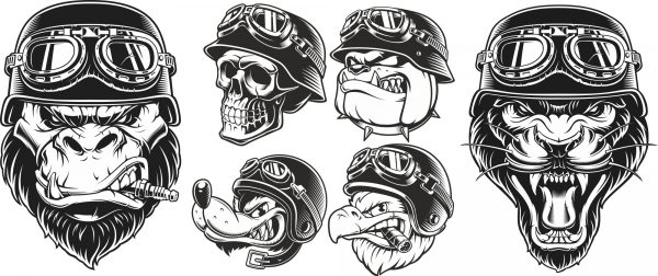 Bikers Animals Set Print CDR Free Vector