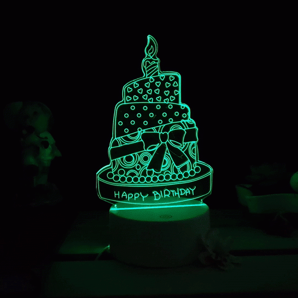 Birthday Cake 3D LED ILLUSION NIGHT LIGHT LAMP