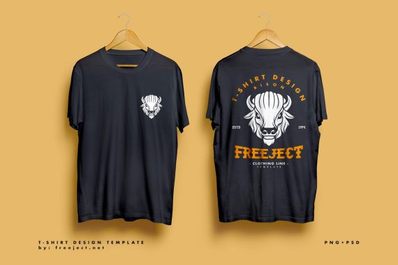 Bison Badge Retro Design - Free Download T-Shirt Design Template - PSD File