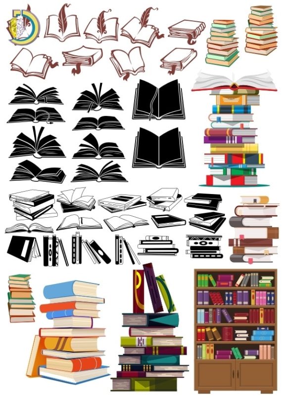 Books Set CDR Free Vector Clipart