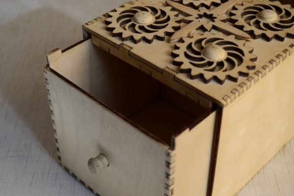 Candy Vault Wood Box With Secret Mechanical Lock Free CDR Vectors Art