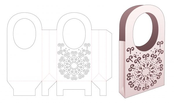 Cardboard_handle_bag_with_mandala_stencil_die_cut_template