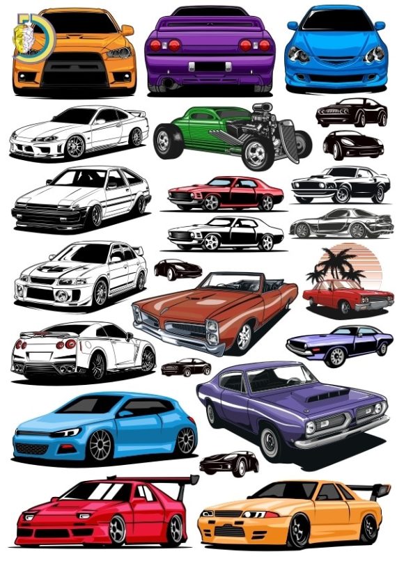 Cars Set 2 CDR Free Vector Clipart