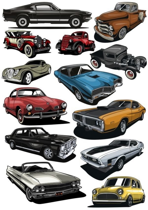 Cars Set CDR Free Vector