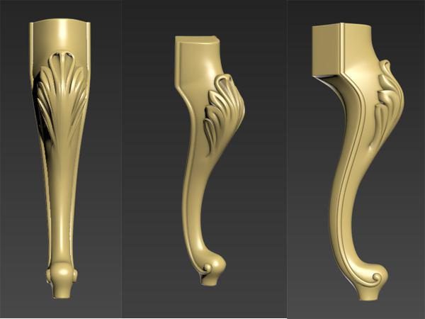 Carved Leg STL File for ROUTER, Artcam and Aspire free art 3d model download for CNC