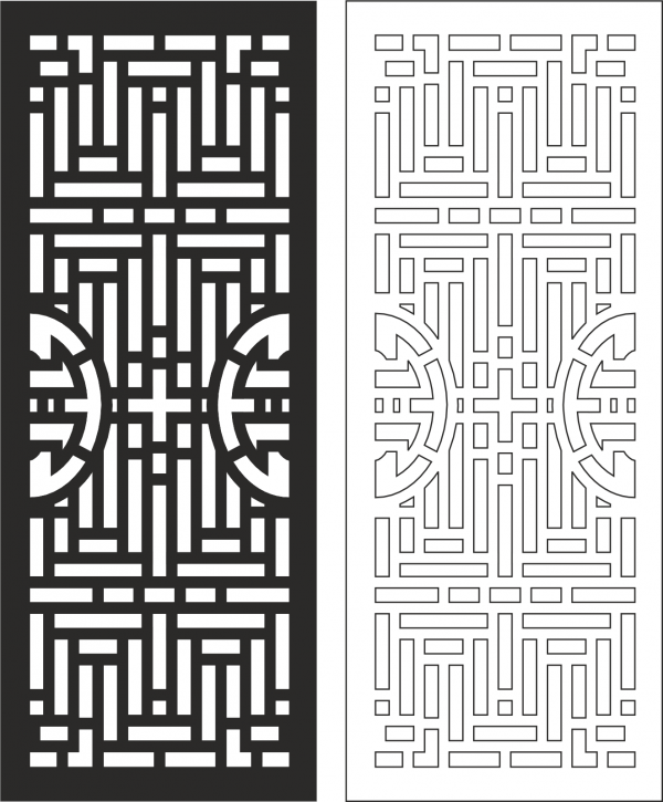 Carved Wood Partition Design vector Free Vector