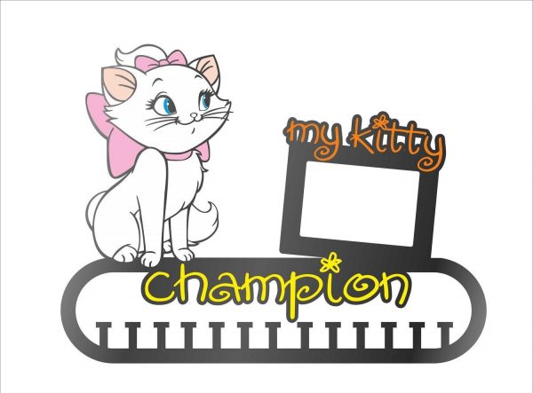 Cat Medal Holder With Photo Frame Laser Cut Template