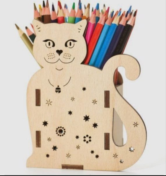 Cat Pencil Holder 3D Puzzle CDR File