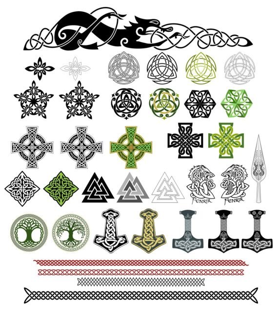 Celtic Viking Tattoo Ornaments set Vector File free
