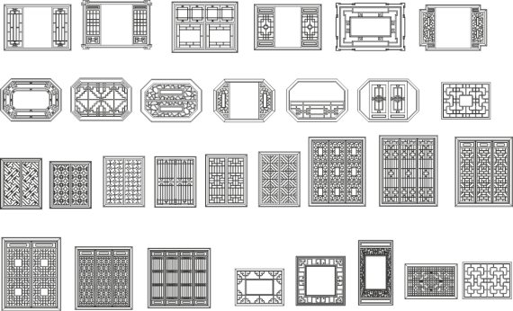 Chinese window grilles Free Vector