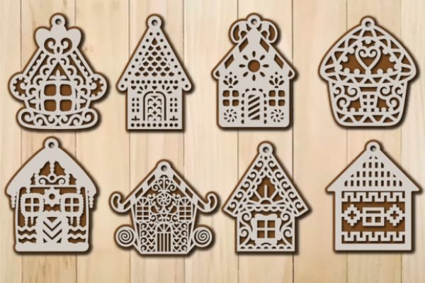 Christmas Gingerbread House Template SVG File Free Vector