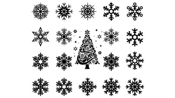 Christmas tree and snowflakes
