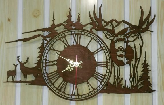 Clock Deer In The Mountains DXF File