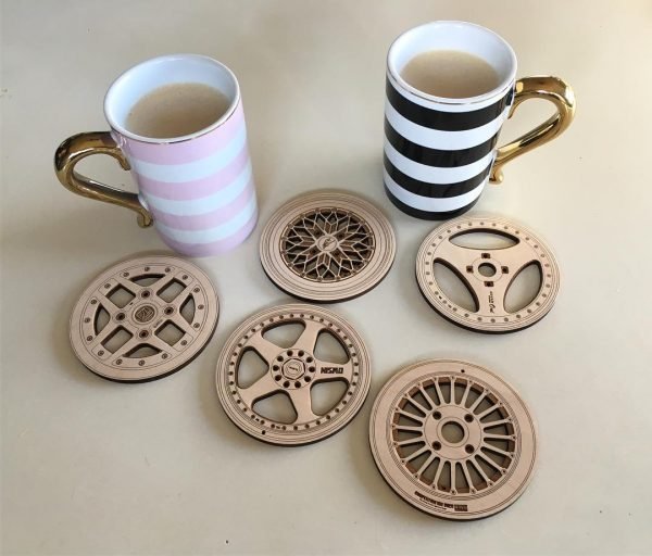 Coasters under the hot drinks