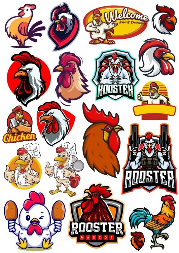 Cock's temka Rooster Set Vector File