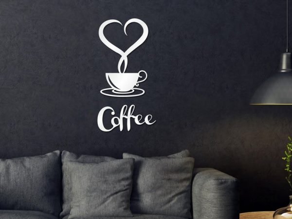 Coffee Cup and Heart Wood Wall Art, Coffee Wood Sign, Coffee Wall Decor