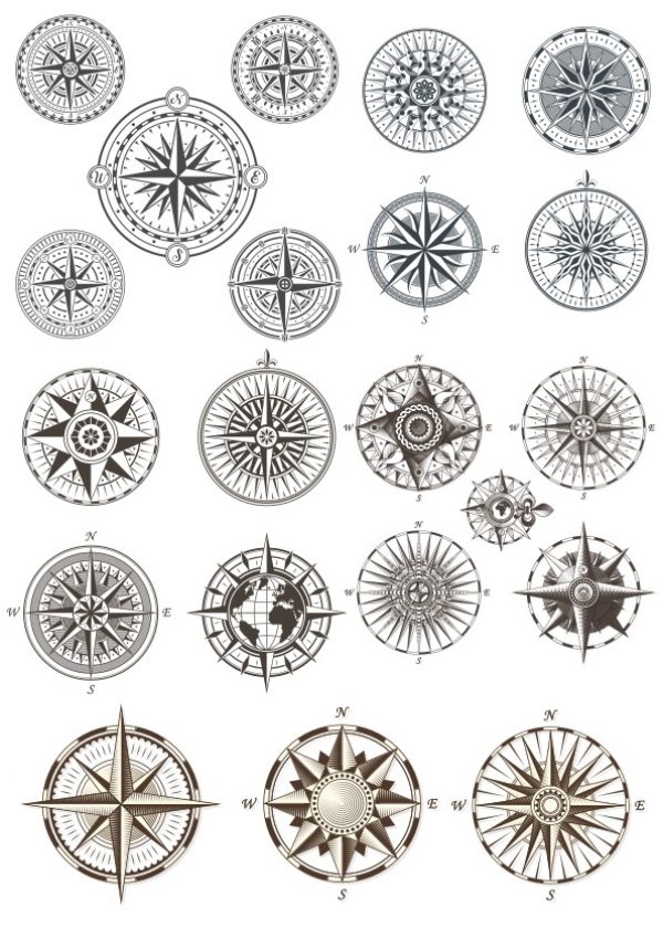 Compass Vectors Set Free Vector - Dezin.info