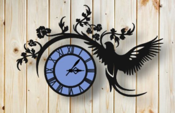 DECORATIVE WALL HANGING CLOCK CNC LASER CUTTING CDR DXF FILE FREE
