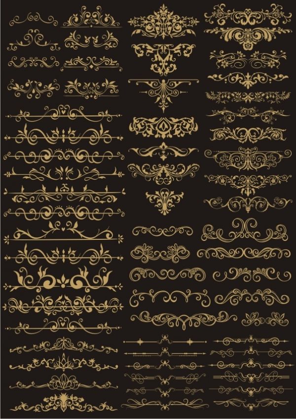 Decor Golden Border Elements Vector Set Free Vector