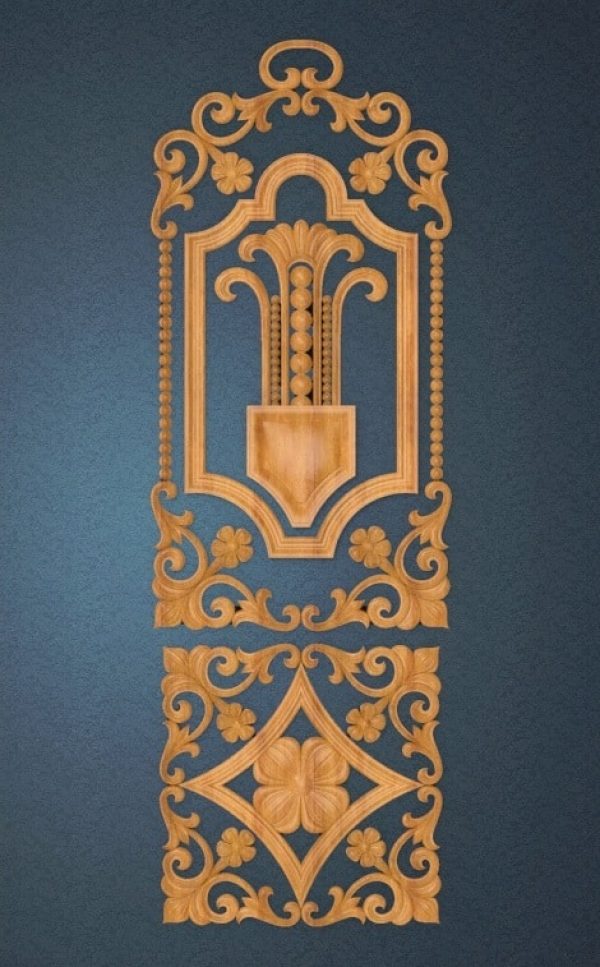 Decorative Door Design 3D STL Model for CNC Router, Relief Woodworking, CNC Wood Carving Design, ArtCAM Relief file (.rlf)