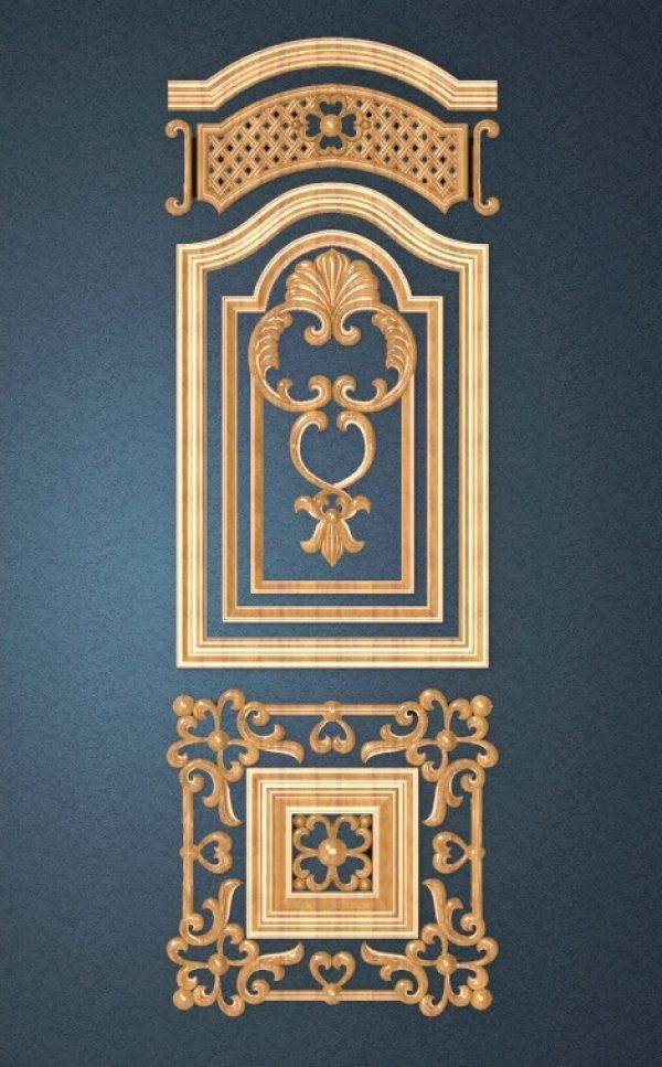 Decorative Door Overlay 3D STL Model for CNC Router, Relief Woodworking, CNC Wood Carving Design, ArtCAM Relief file (.rlf)