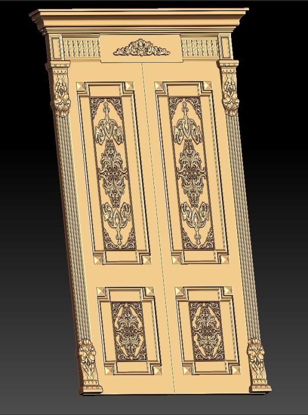 Decorative Front Door 3D STL Model 3D Design for CNC, Wooden Front Door Design