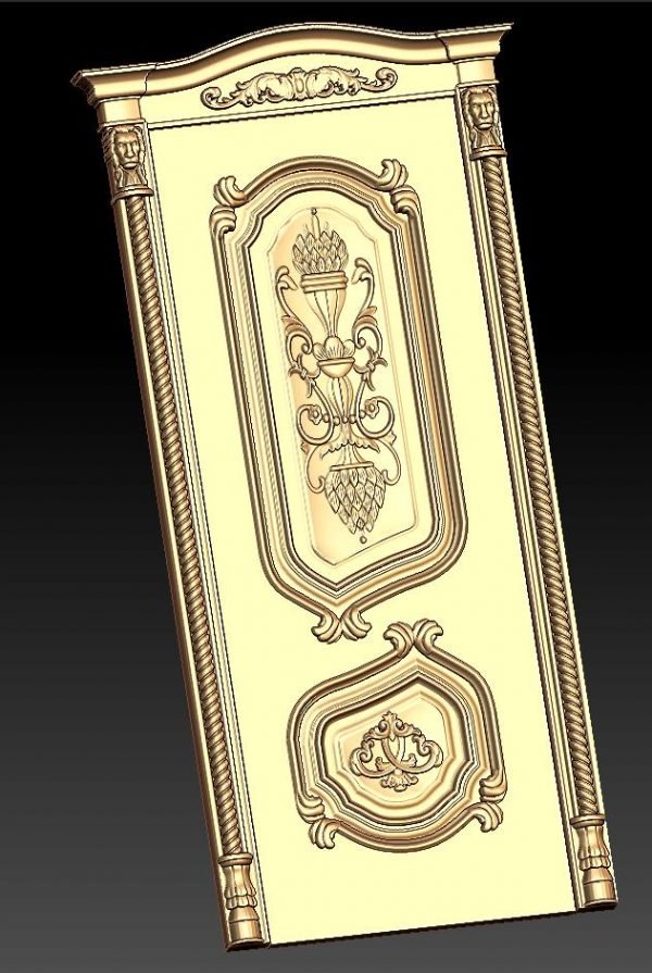 Decorative Front Door 3D STL Model for CNC Router, Relief Woodworking, CNC Wood Carving Design