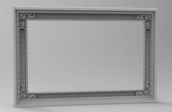Decorative Square Mirror Frame STL File CNC Carving Engraving