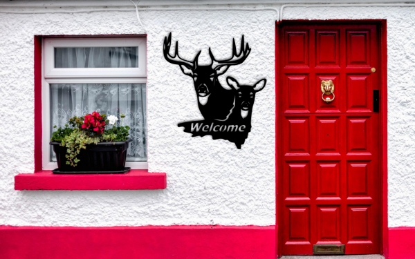 Deer Metal Welcome Sign, Decorative Artwork