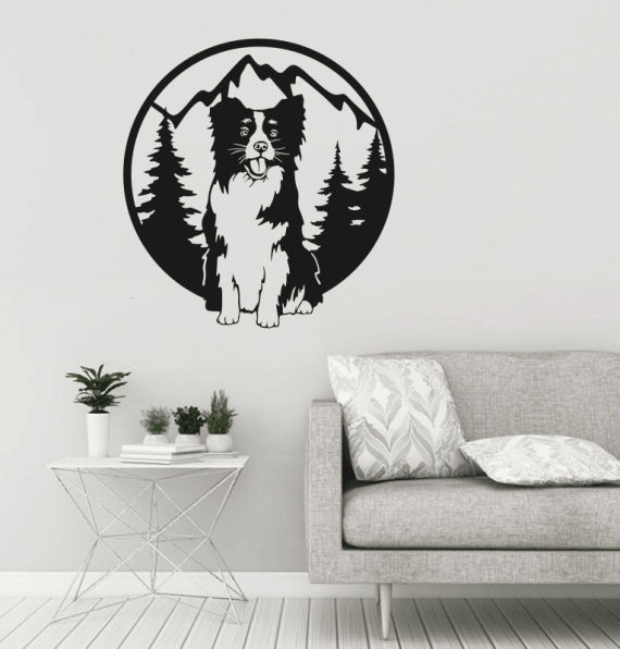 Dog in Forest Wall Decor Panel Vector File