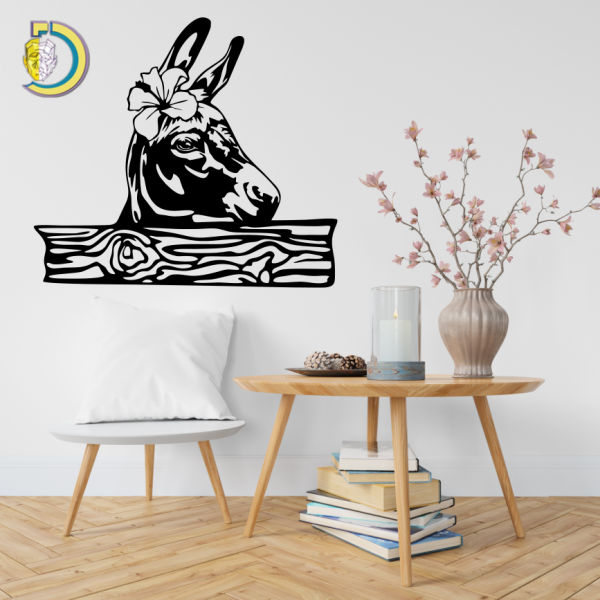 Donkey with Flower Wall Decor CDR DXF Free Vector