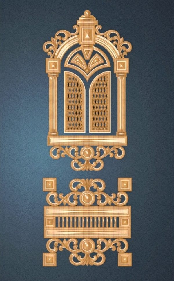 Door Design 3D STL Model for CNC Router, Relief Woodworking, CNC Wood Carving Design, ArtCAM Relief file (.rlf)