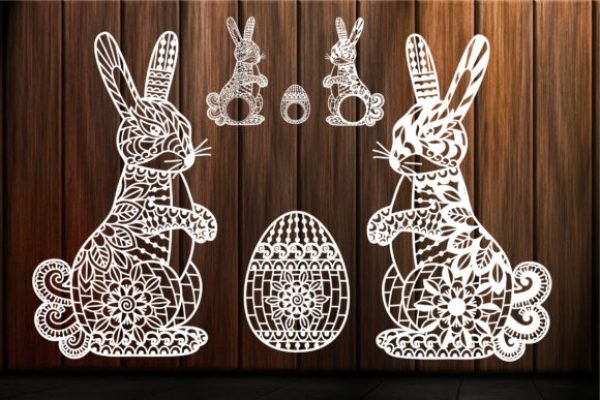Easter Bunny and Ornate Easter Egg Vector File
