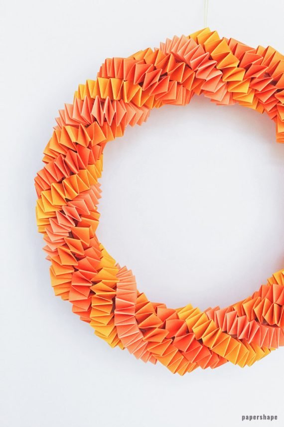 Easy diy fall wreath from paper 3d papercraft template