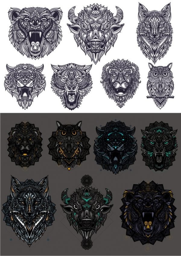 FREE DOWNLOAD DECORATIVE ANIMAL VECTOR FILE FOR T-SHIRT PRINT