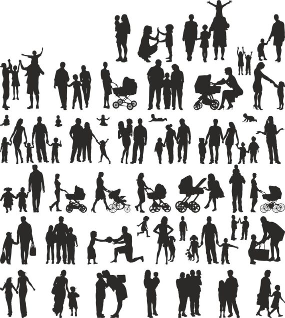 Family Silhouette Vector Set Free Vector