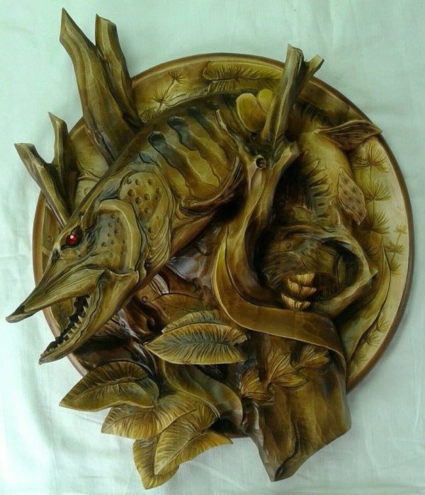 Fish (Pike) Souvenir Wooden, Wood Carving, Wooden Pattern, 3D STL for CNC Router, Decorative Overlays, Decorative Relief Woodworking, CNC Wood Carving Design