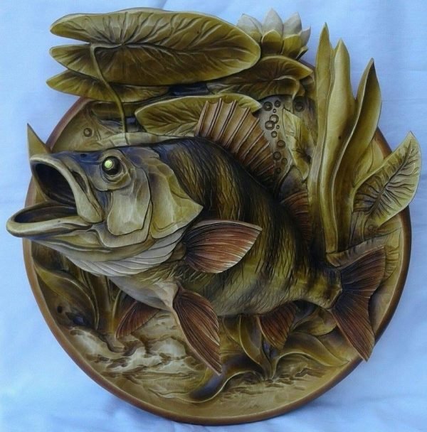 Fish Souvenir Wooden, Wood Carving, Wooden Pattern, 3D STL for CNC Router, Decorative Overlays, Decorative Relief Woodworking, CNC Wood Carving Design