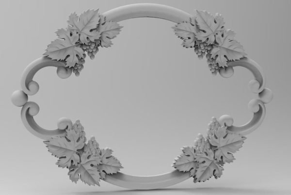 Floral Decorative Mirror Frame STL File CNC Carving Engraving