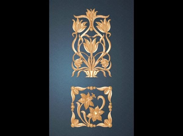 Floral Door Decor 3D STL Model for CNC Router, Relief Woodworking, CNC Wood Carving Design, ArtCAM Relief file (.rlf)
