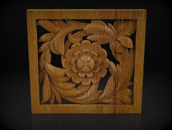 Floral Frame Decorative Overlays, 3D STL Models for CNC Router, Wood Carving Designs, Relief Woodworking