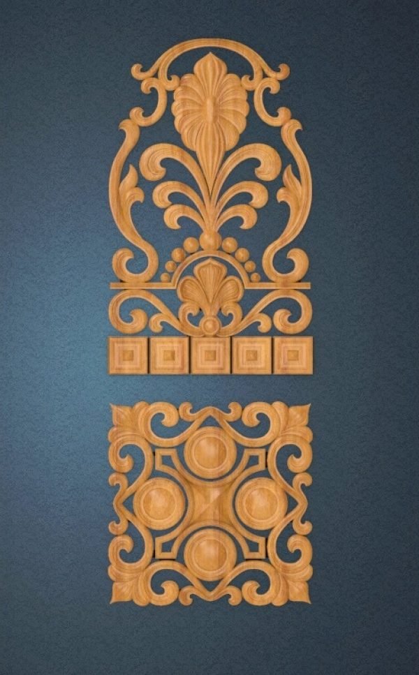 Flower Door Design 3D STL Model for CNC Router, Relief Woodworking, CNC Wood Carving Design, ArtCAM Relief file (.rlf)