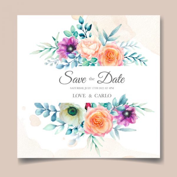 Flower cover wedding invitation card vector - Dezin.info