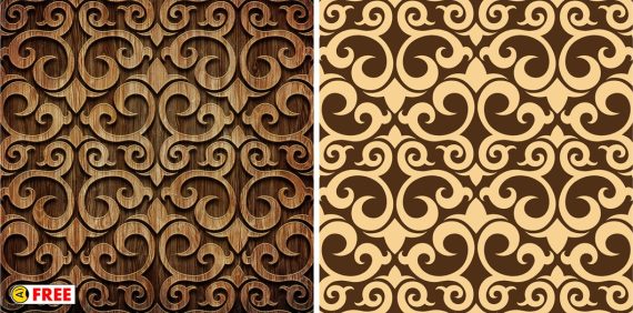 GF-10835 Carved wood Vector pattern ai - dxf - pdf