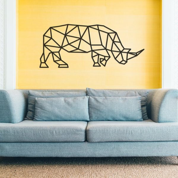 Geometric Rhino Wall Art, Metal Wall Decor, Metal Wall Art