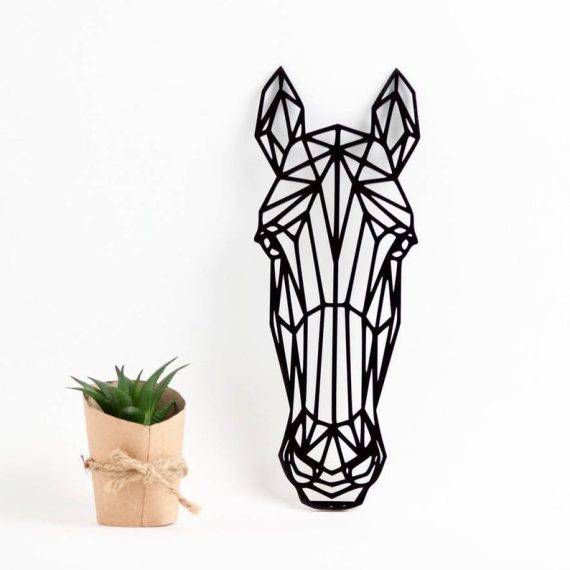 Geometric Wooden Horse Head Wall Art, Wall Decor Wooden Animal Decor